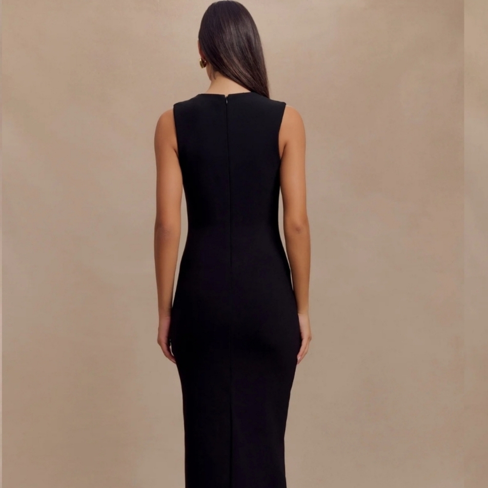 NWT Meshki Frida Crepe black Midi Dress Size XL - Picture 2 of 14